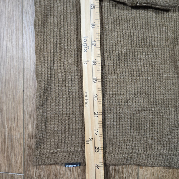 Volcom Hoodie Boys Size 10Y Medium Brown Waffle Knit Henley Pullover Thermal Top - Picture 6 of 8